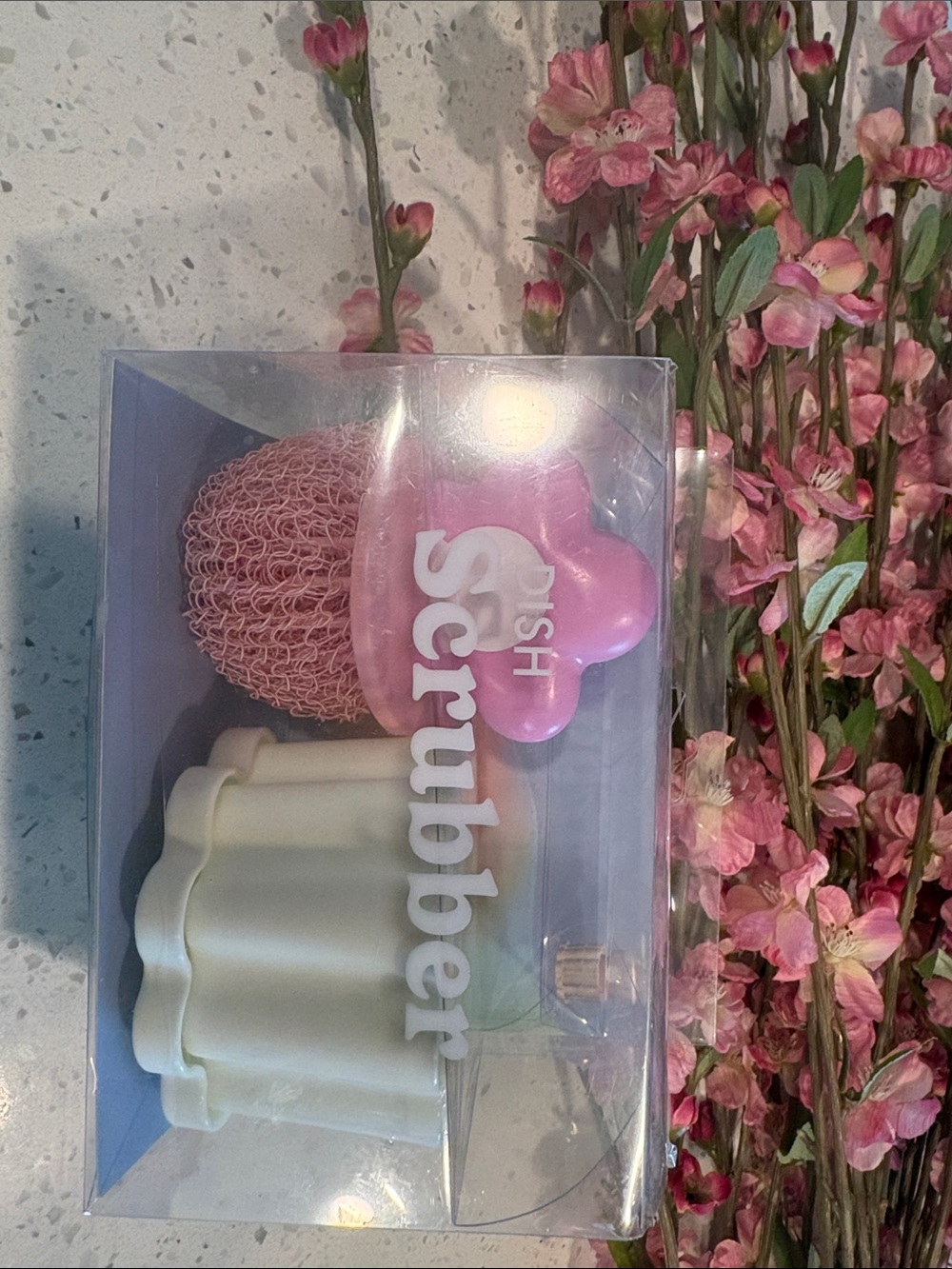 Pink Dish Scrubber Set — Gentle Kitchen & Bath Cleaning